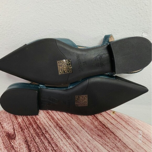 C. Paravano Slingback Flats women's size 36/US 5.5 black/dark tourquoise NWOT - Picture 6 of 9